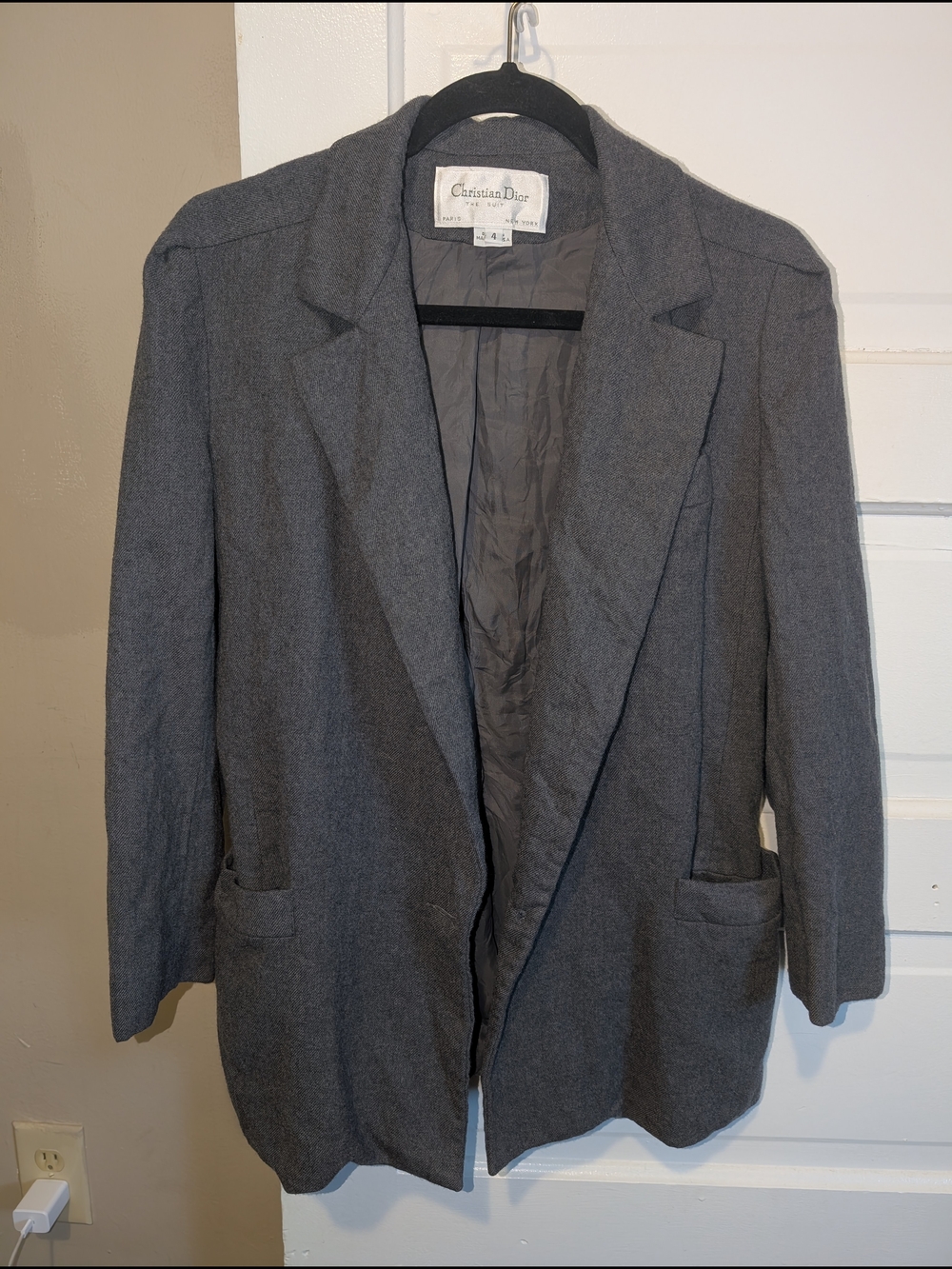 ​Vintage Christian Dior  100% Pure Wool Blazer Dark Gray